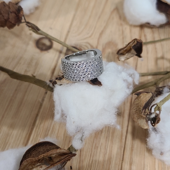 🤍🩶NEW🤍🩶GORGEOUS!! Tiny CZ'S Silver Plated Band Ring - Picture 3 of 14